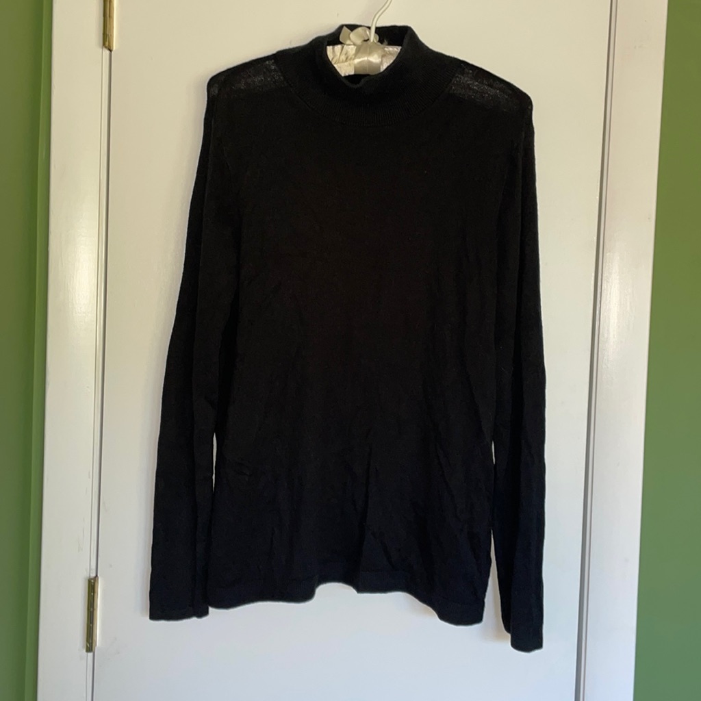 J. Jill Black Silk Cotton Blend Knit Sweater